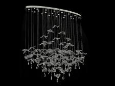 Каскадные newport 8200 8220/140 с oval chrome , люстра, chrome polished сlear glass + silver glass l140*40*h150 cm gu4 20*5w (возможна замена на белое основание по запросу.)