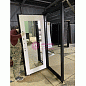 Входная дверь Лабиринт Шагрень черная CLASSIC Зеркало 18 Белое дерево